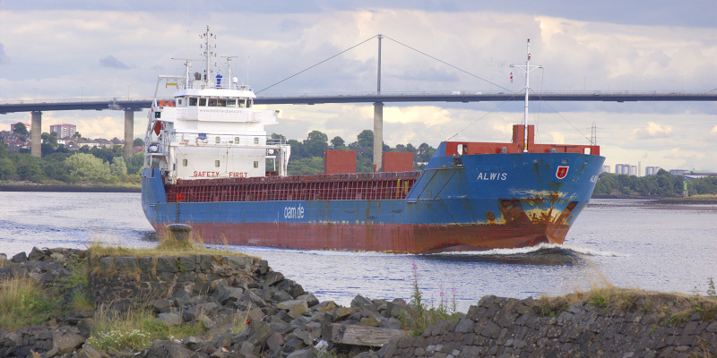 Cargo ship on the River Clyde